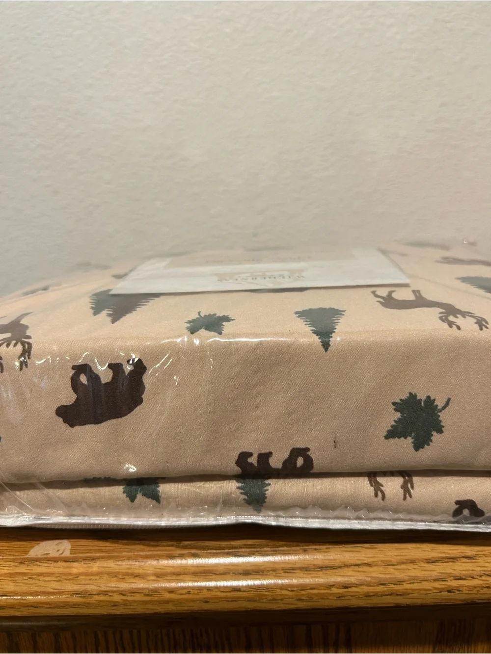 Cozy Cabin Full Sheet Set in Tan with Forest Print